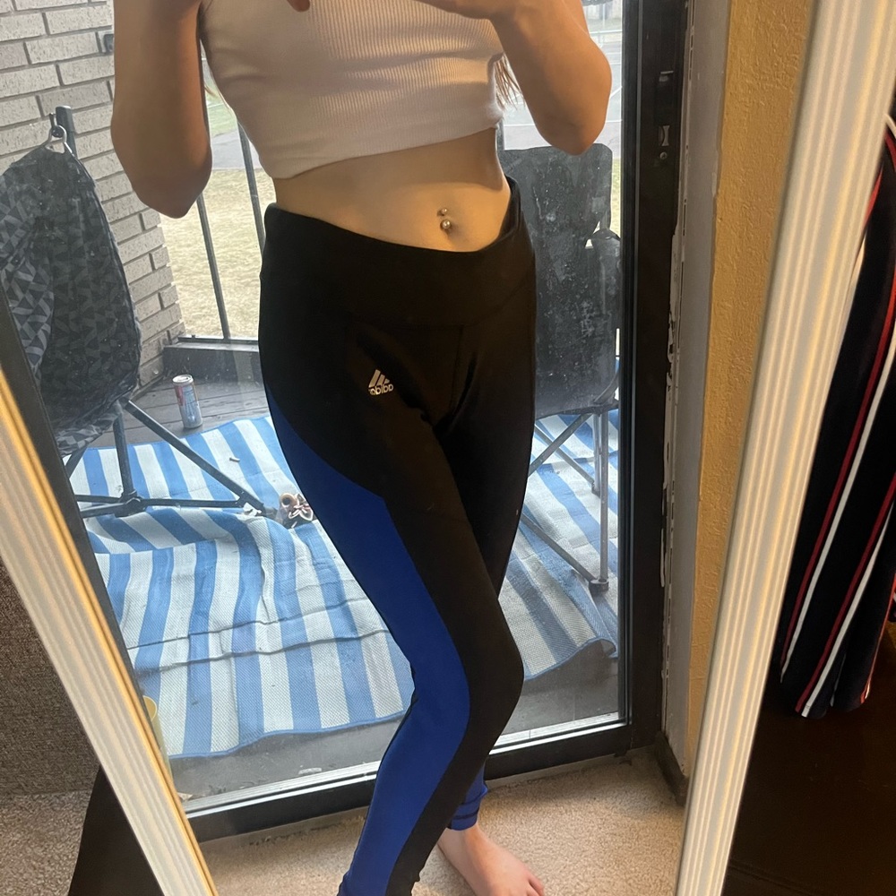 Black and blue adidas leggings